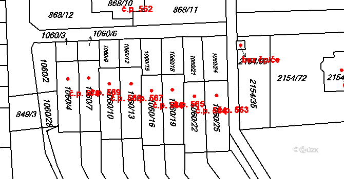 Hradec nad Moravicí 565 na parcele st. 1060/19 v KÚ Hradec nad Moravicí, Katastrální mapa