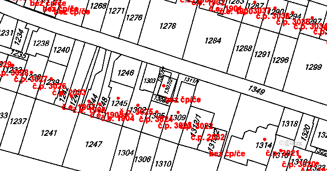 Most 43674950 na parcele st. 1307/2 v KÚ Most II, Katastrální mapa