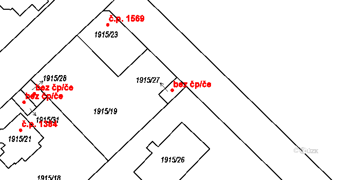 Opava 43813950 na parcele st. 1915/27 v KÚ Opava-Předměstí, Katastrální mapa