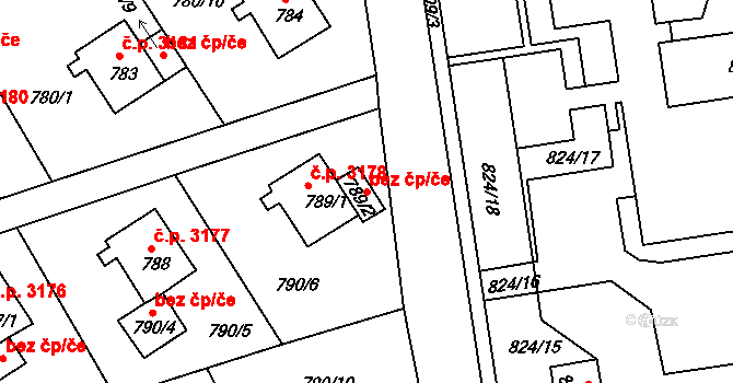 Jablonec nad Nisou 44229950 na parcele st. 789/2 v KÚ Mšeno nad Nisou, Katastrální mapa