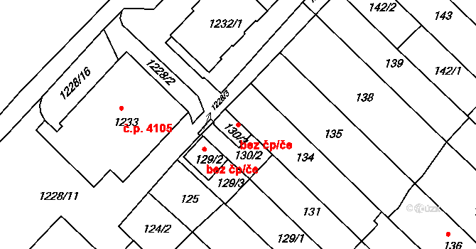 Chomutov 45039950 na parcele st. 130/3 v KÚ Chomutov II, Katastrální mapa