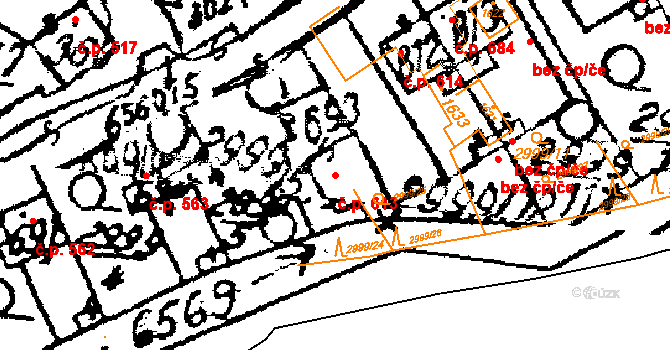 Květná 613, Strání na parcele st. 693 v KÚ Strání, Katastrální mapa