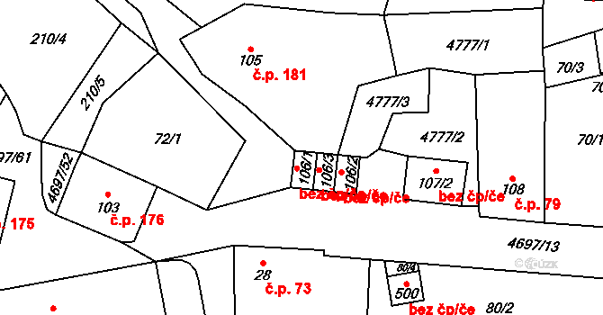 Bochov 48500950 na parcele st. 106/1 v KÚ Bochov, Katastrální mapa