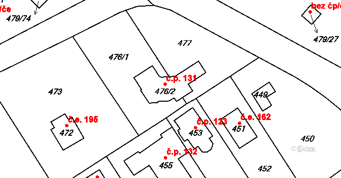 Cholupice 131, Praha na parcele st. 476/2 v KÚ Cholupice, Katastrální mapa