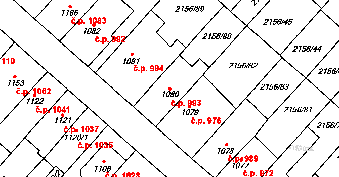 Choceň 993 na parcele st. 1080/1 v KÚ Choceň, Katastrální mapa