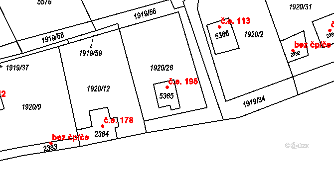Beroun-Závodí 195, Beroun na parcele st. 5365 v KÚ Beroun, Katastrální mapa