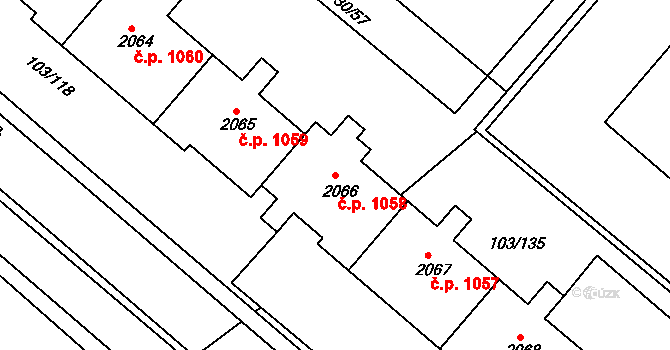 Neratovice 1058 na parcele st. 2066 v KÚ Neratovice, Katastrální mapa