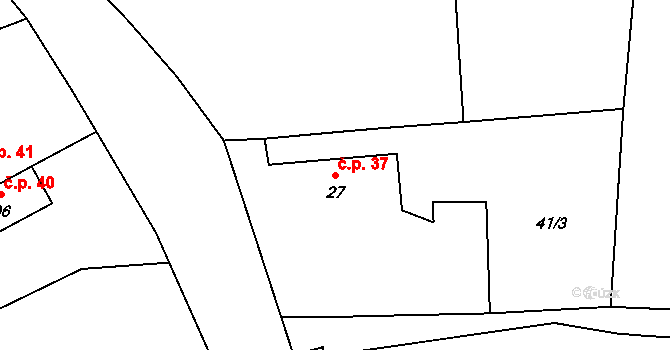 Neznášov 37, Rožnov na parcele st. 27 v KÚ Neznášov, Katastrální mapa