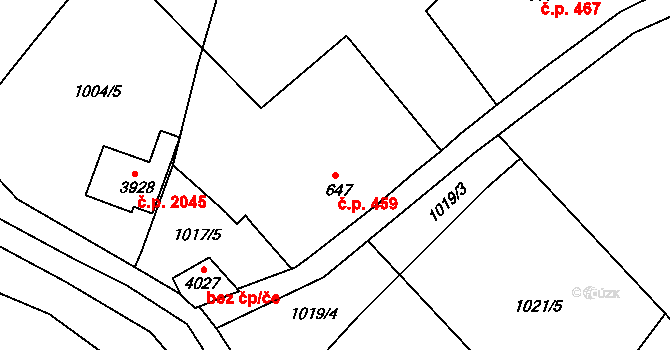 Náchod 459 na parcele st. 647 v KÚ Náchod, Katastrální mapa