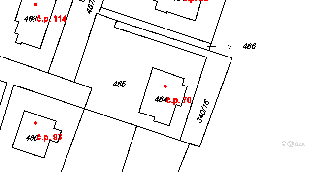 Bludovice 70, Nový Jičín na parcele st. 464 v KÚ Bludovice u Nového Jičína, Katastrální mapa