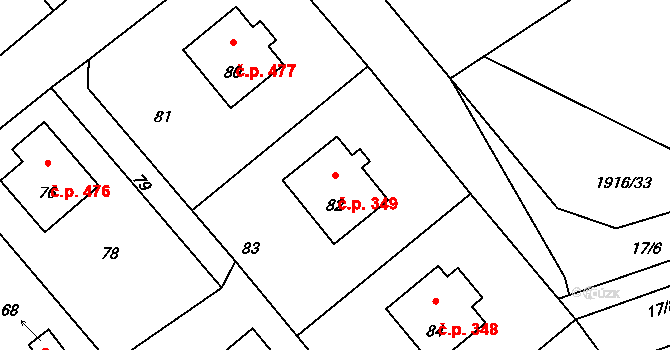 Suchdol nad Odrou 349 na parcele st. 82 v KÚ Suchdol nad Odrou, Katastrální mapa
