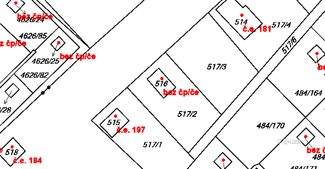 Cholupice 196, Praha na parcele st. 516 v KÚ Cholupice, Katastrální mapa