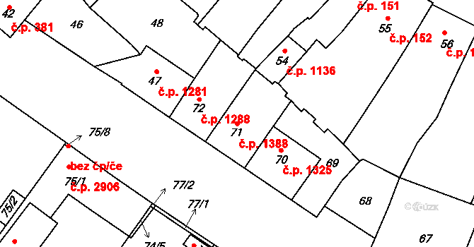 Louny 1388 na parcele st. 71 v KÚ Louny, Katastrální mapa