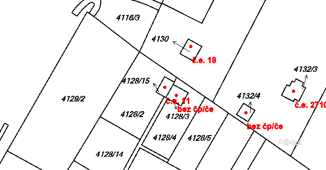 Louny 11 na parcele st. 4128/15 v KÚ Louny, Katastrální mapa