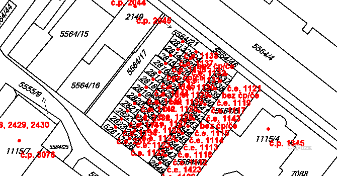 Žatec 1139 na parcele st. 2829 v KÚ Žatec, Katastrální mapa