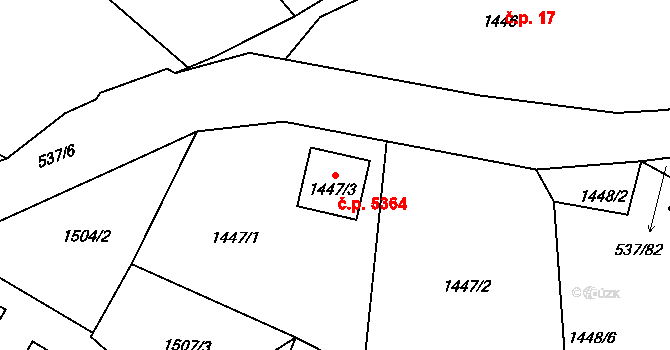 Proseč nad Nisou 5364, Jablonec nad Nisou na parcele st. 1447/3 v KÚ Proseč nad Nisou, Katastrální mapa