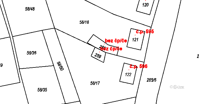Chrastava 96429950 na parcele st. 259 v KÚ Chrastava II, Katastrální mapa