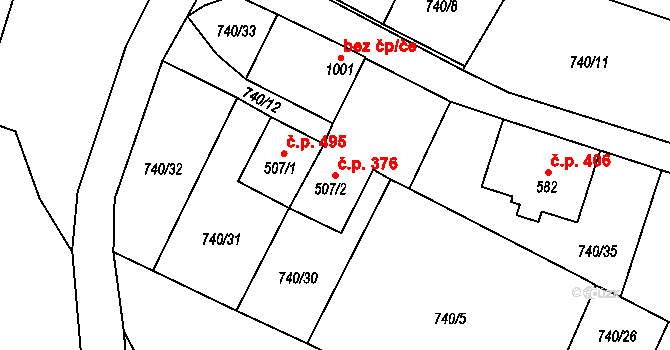 Doudleby nad Orlicí 376 na parcele st. 507/2 v KÚ Doudleby nad Orlicí, Katastrální mapa