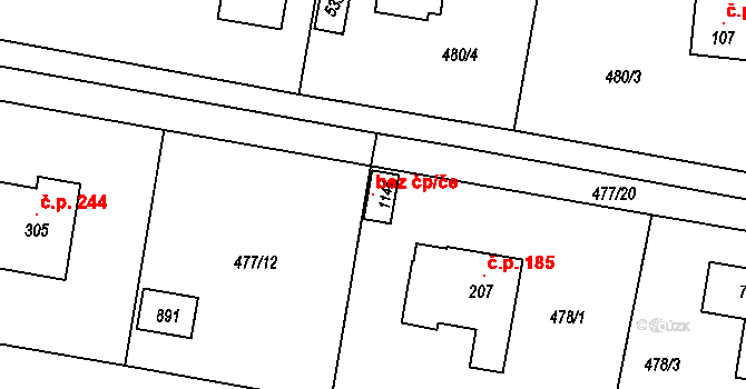 Zvole 97604950 na parcele st. 1144 v KÚ Zvole u Prahy, Katastrální mapa