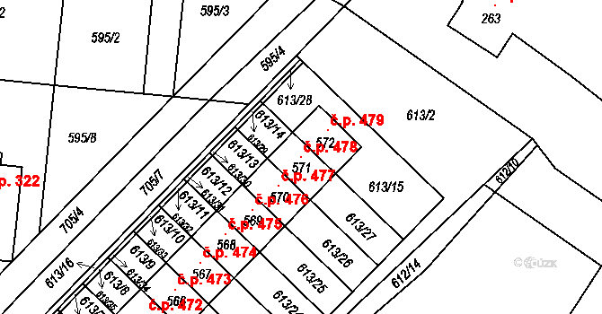 Řečany nad Labem 478 na parcele st. 571 v KÚ Řečany nad Labem, Katastrální mapa