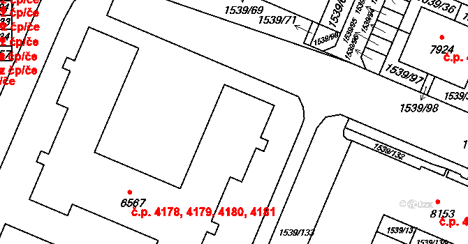 Kroměříž 4178,4179,4180,4181 na parcele st. 6567 v KÚ Kroměříž, Katastrální mapa