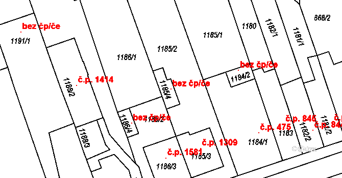 Holešov 105520951 na parcele st. 1185/4 v KÚ Holešov, Katastrální mapa