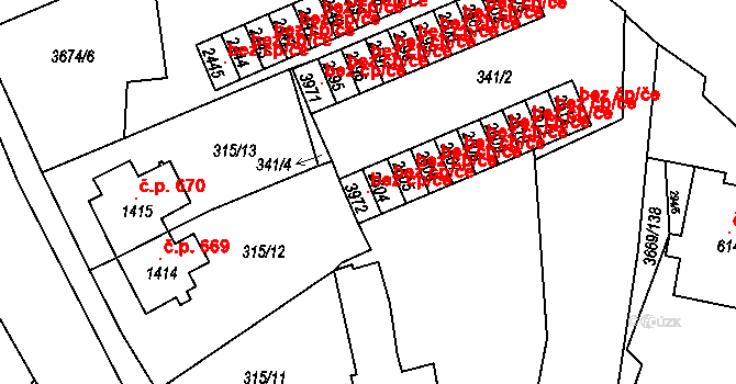 Lanškroun 107470951 na parcele st. 3972 v KÚ Lanškroun, Katastrální mapa