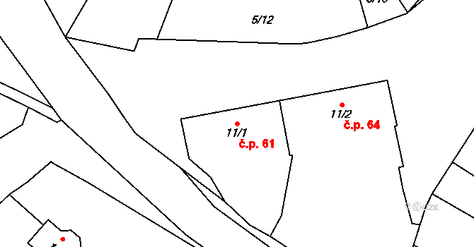 Želetice 61 na parcele st. 11/1 v KÚ Želetice u Znojma, Katastrální mapa