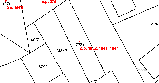 Přerov I-Město 1041,1047,1052, Přerov na parcele st. 1278 v KÚ Přerov, Katastrální mapa