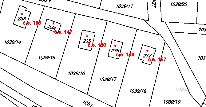 Čeřenice 148, Sázava na parcele st. 236 v KÚ Čeřenice, Katastrální mapa