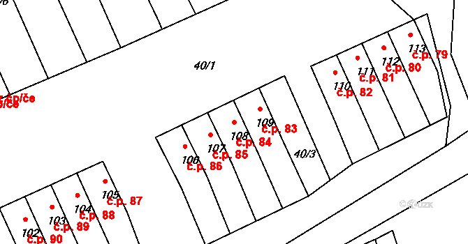 Bor 84, Sadov na parcele st. 108 v KÚ Bor u Karlových Var, Katastrální mapa
