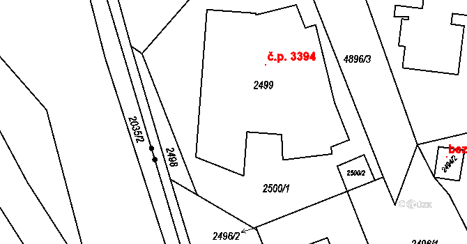 Smíchov 3394, Praha na parcele st. 2499 v KÚ Smíchov, Katastrální mapa