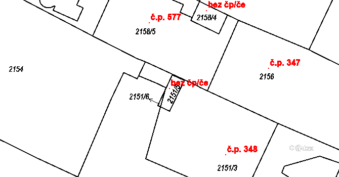 Brno 121407951 na parcele st. 2151/5 v KÚ Pisárky, Katastrální mapa