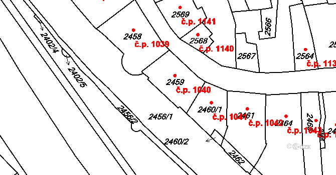 Jihlava 1040 na parcele st. 2459 v KÚ Jihlava, Katastrální mapa