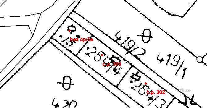 Verneřice 303 na parcele st. 264/4 v KÚ Verneřice, Katastrální mapa