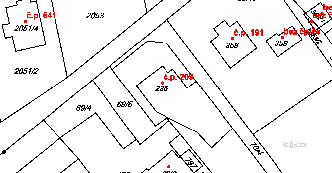 Horní Datyně 209, Vratimov na parcele st. 235 v KÚ Horní Datyně, Katastrální mapa