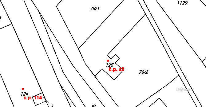 Heřmanice v Podještědí 49, Jablonné v Podještědí na parcele st. 125 v KÚ Heřmanice v Podještědí, Katastrální mapa