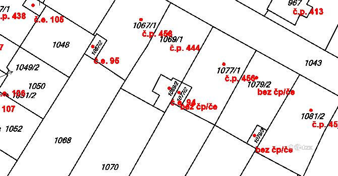 Hrušovany u Brna 94 na parcele st. 1069/2 v KÚ Hrušovany u Brna, Katastrální mapa