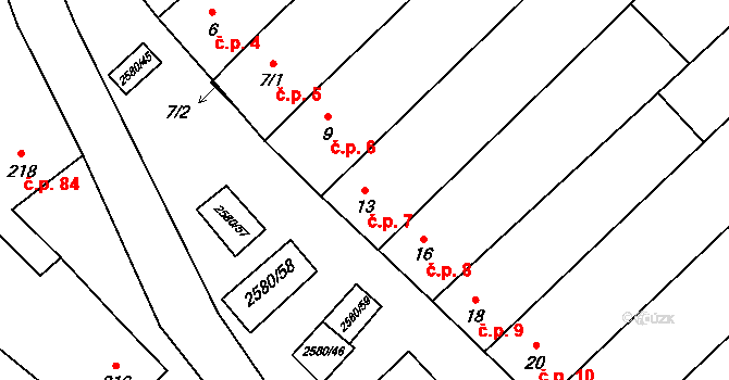 Kuželov 7 na parcele st. 13 v KÚ Kuželov, Katastrální mapa