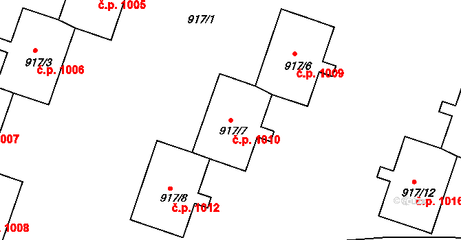 Pod Cvilínem 1010, Krnov na parcele st. 917/7 v KÚ Opavské Předměstí, Katastrální mapa