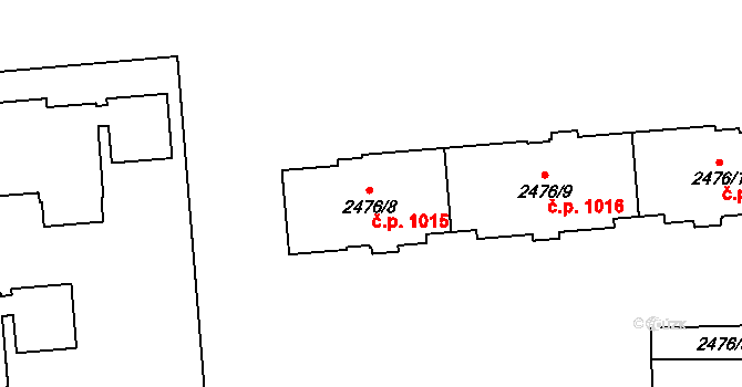 Třeboň II 1015, Třeboň na parcele st. 2476/8 v KÚ Třeboň, Katastrální mapa