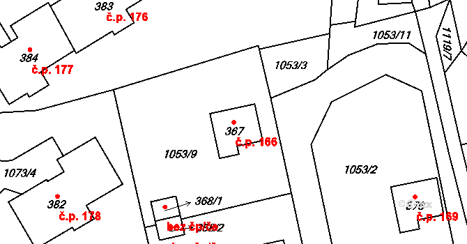 Višňová 166 na parcele st. 367 v KÚ Višňová u Frýdlantu, Katastrální mapa