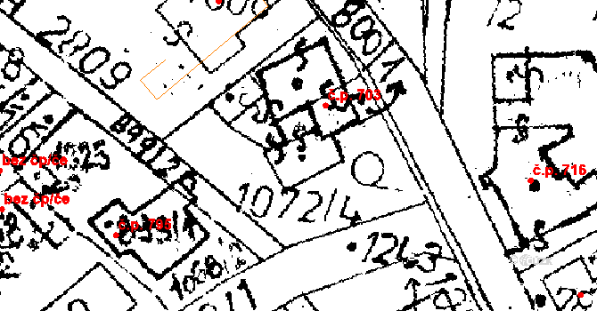 Kamenický Šenov 703 na parcele st. 800/1 v KÚ Kamenický Šenov, Katastrální mapa