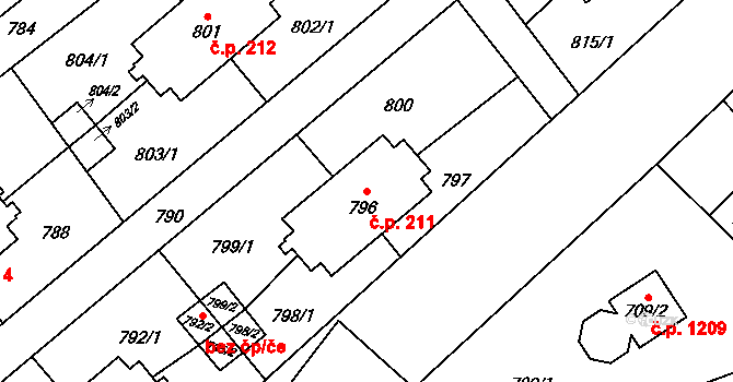 Poruba 211, Orlová na parcele st. 796 v KÚ Poruba u Orlové, Katastrální mapa