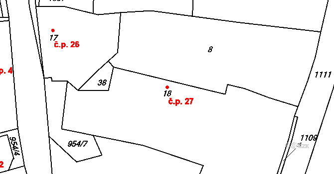 Zahorčice 27, Lnáře na parcele st. 18 v KÚ Zahorčice u Lnář, Katastrální mapa