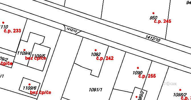 Pudlov 242, Bohumín na parcele st. 1092 v KÚ Pudlov, Katastrální mapa
