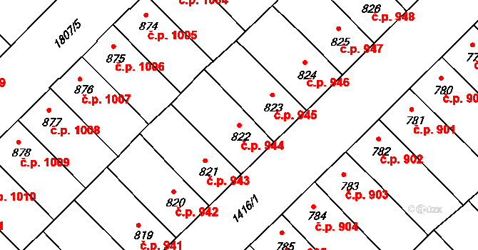 Předměstí 944, Svitavy na parcele st. 822 v KÚ Svitavy-předměstí, Katastrální mapa