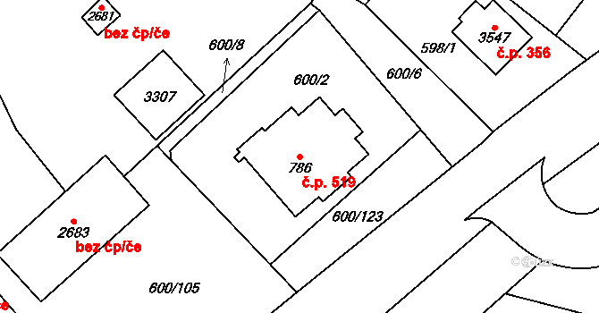 Litomyšl-Město 519, Litomyšl na parcele st. 786 v KÚ Litomyšl, Katastrální mapa