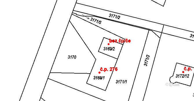 Šenov 276 na parcele st. 3169/1 v KÚ Šenov u Ostravy, Katastrální mapa