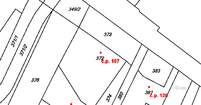 Červenka 107 na parcele st. 372 v KÚ Červenka, Katastrální mapa